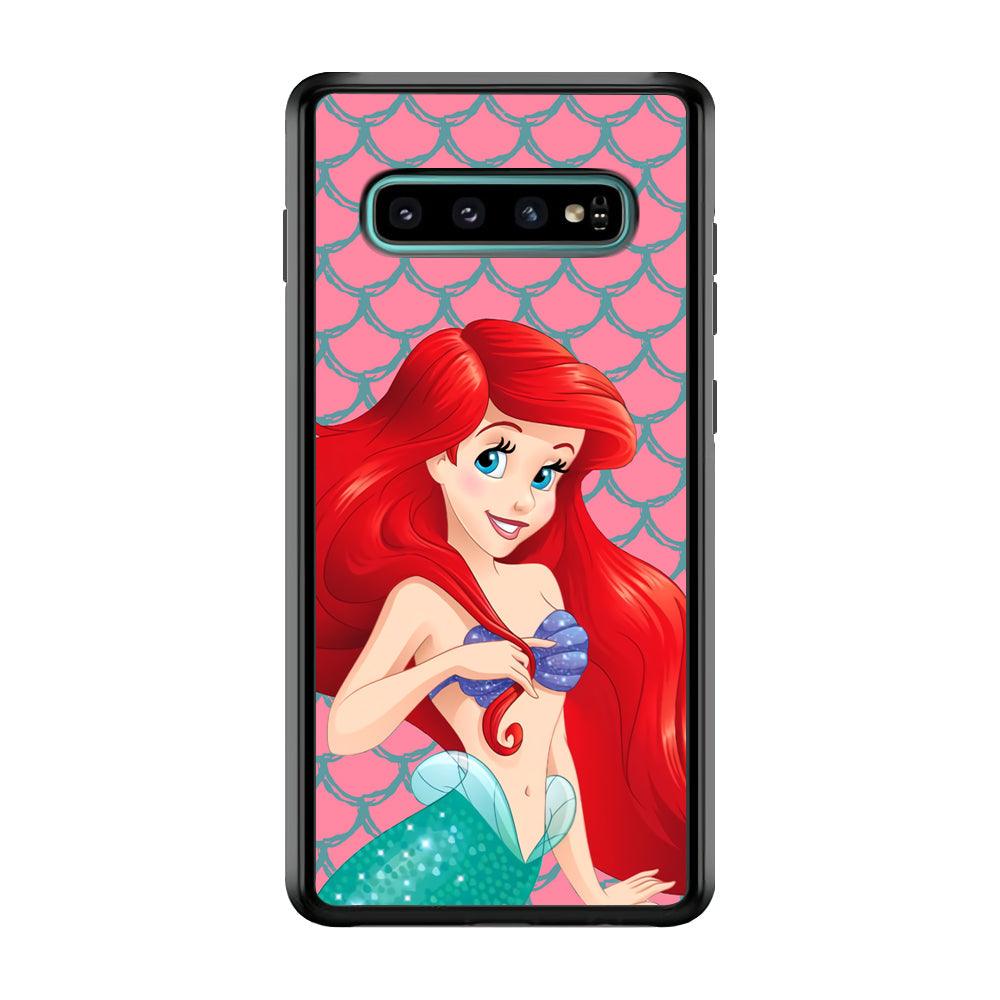 Ariel The Beauty Princess of Mermaid Samsung Galaxy S10 Case-Rubber Black (2D Case)-Oxvistore