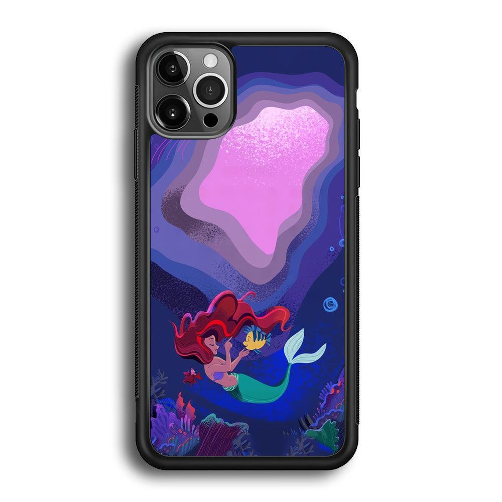 Ariel The Princess Deep of The Sea iPhone 12 Pro Case-Rubber Black (2D Case)-Oxvistore