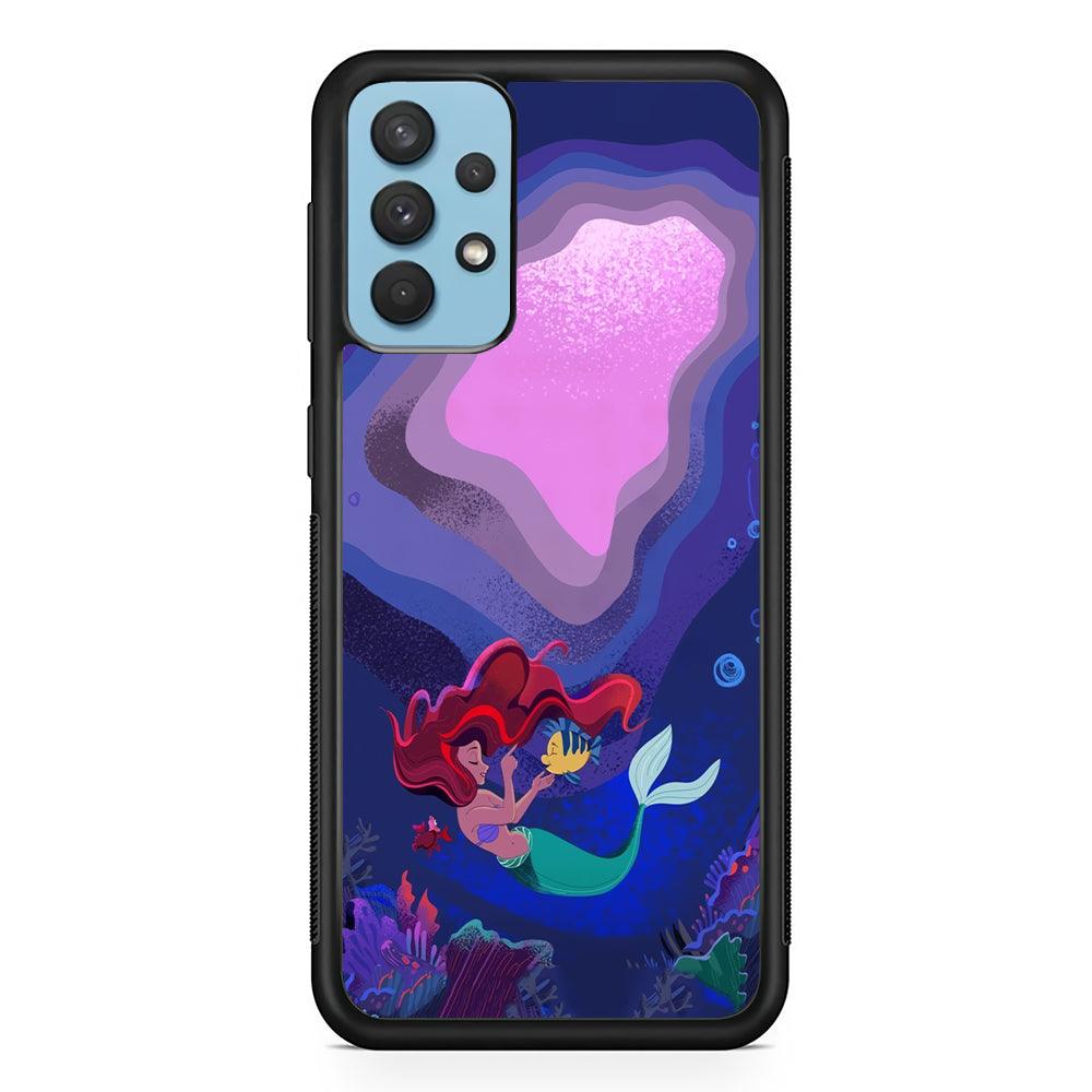 Ariel The Princess Deep of The Sea Samsung Galaxy A32 Case-Rubber Black (2D Case)-Oxvistore
