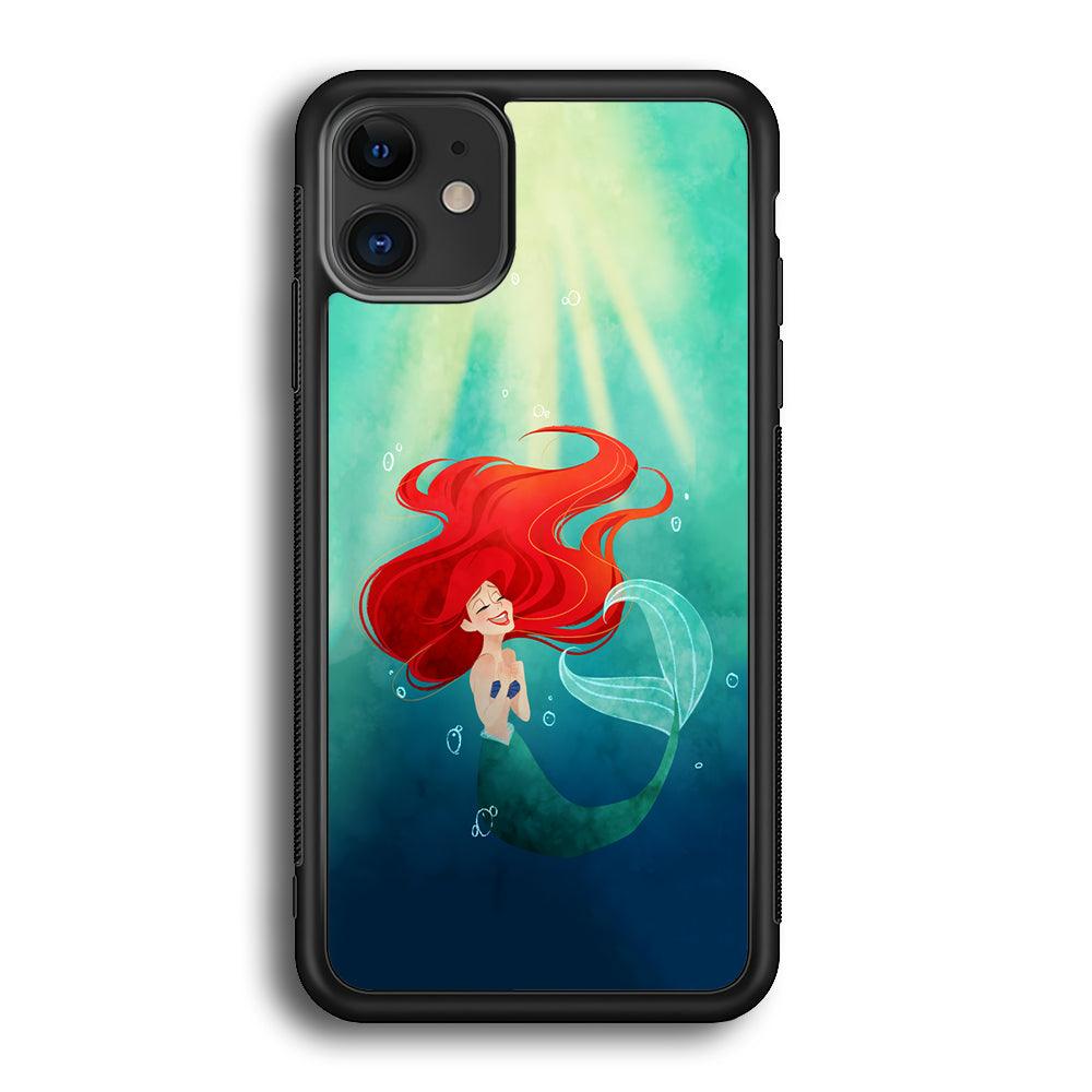 Ariel The Princess Happiness of Heart iPhone 12 Case-Rubber Black (2D Case)-Oxvistore