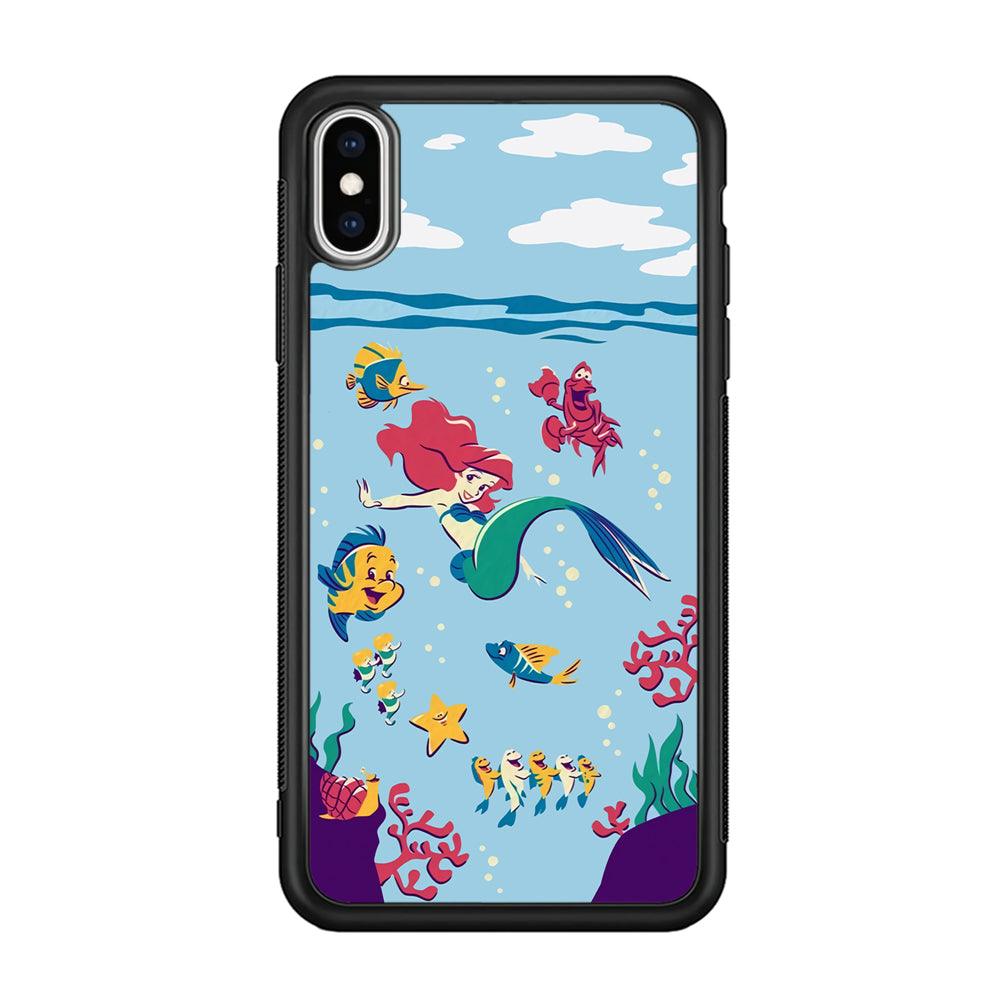 Ariel The Princess Orchestra of Sea iPhone XS Case-Rubber Black (2D Case)-Oxvistore