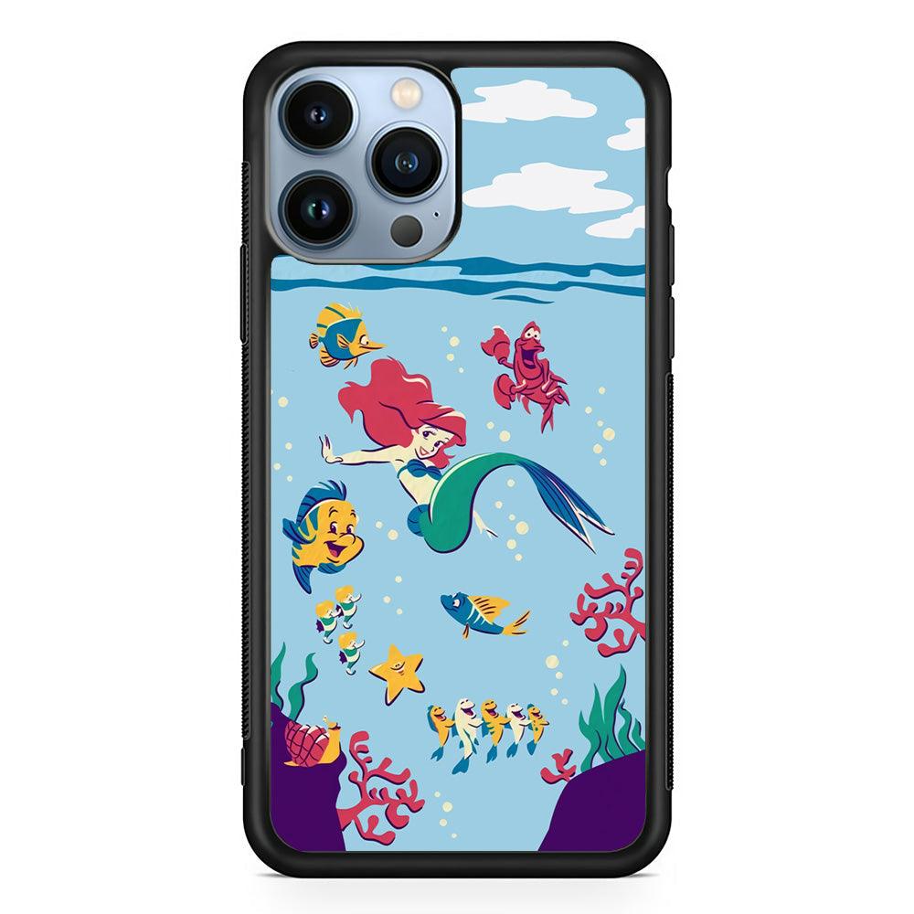 Ariel The Princess Orchestra of Sea iPhone 14 Pro Max Case-Rubber Black (2D Case)-Oxvistore