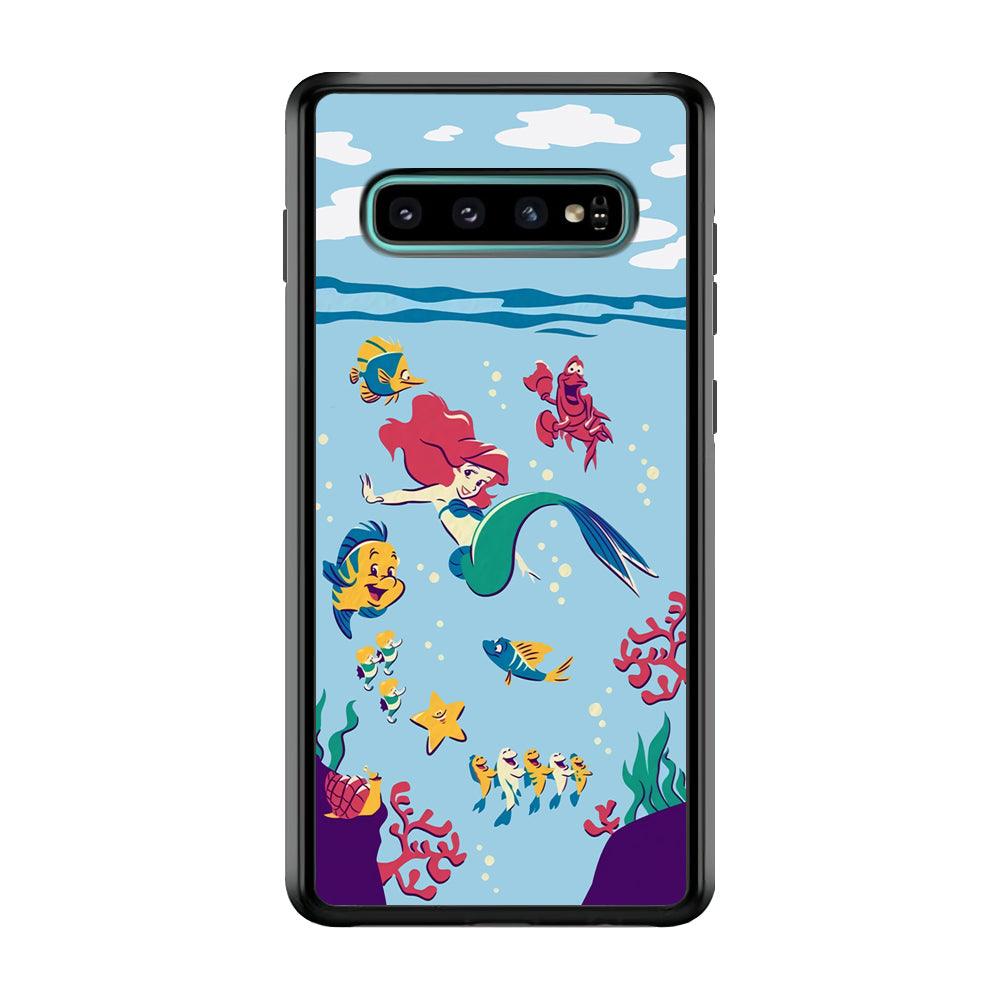 Ariel The Princess Orchestra of Sea Samsung Galaxy S10 Case-Rubber Black (2D Case)-Oxvistore