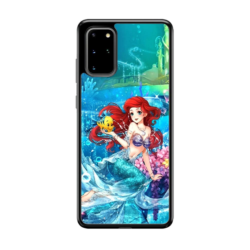 Ariel The Princess Sparkling Blue Water Samsung Galaxy S20 Plus Case-Rubber Black (2D Case)-Oxvistore