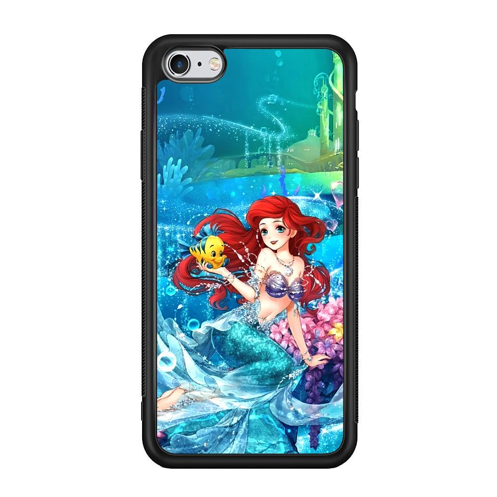 Ariel The Princess Sparkling Blue Water iPhone 6 Plus | 6s Plus Case-Rubber Black (2D Case)-Oxvistore