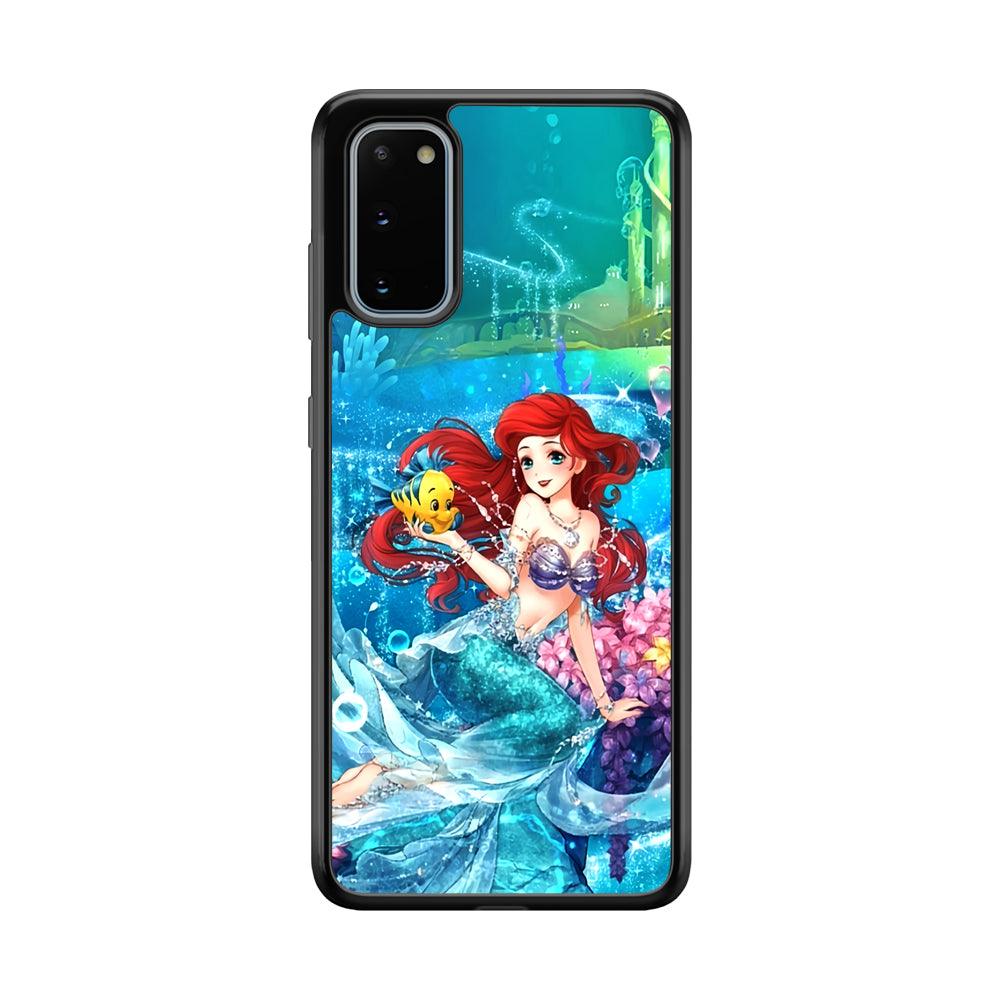 Ariel The Princess Sparkling Blue Water Samsung Galaxy S20 Case-Rubber Black (2D Case)-Oxvistore