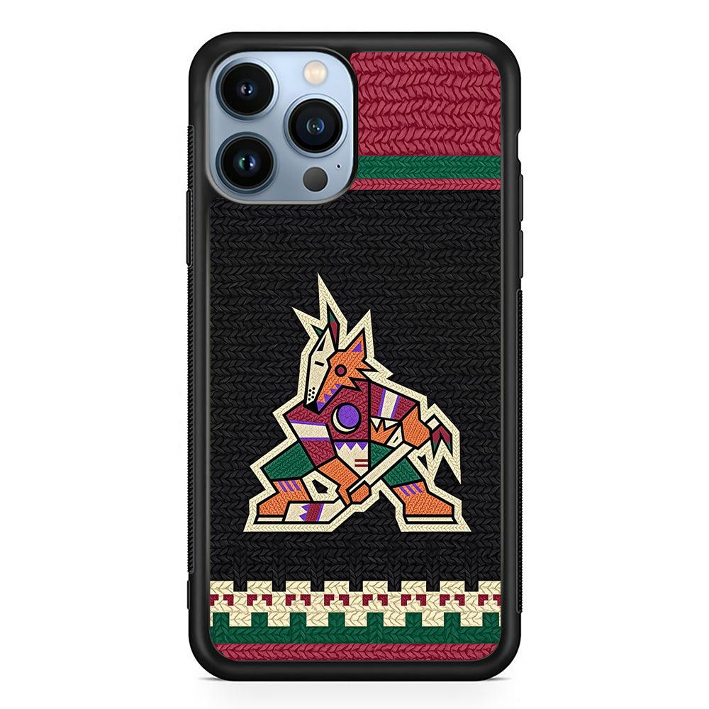 Arizona Coyotes Pattern 2D Rubber Phone Case-Black-Oxvistore