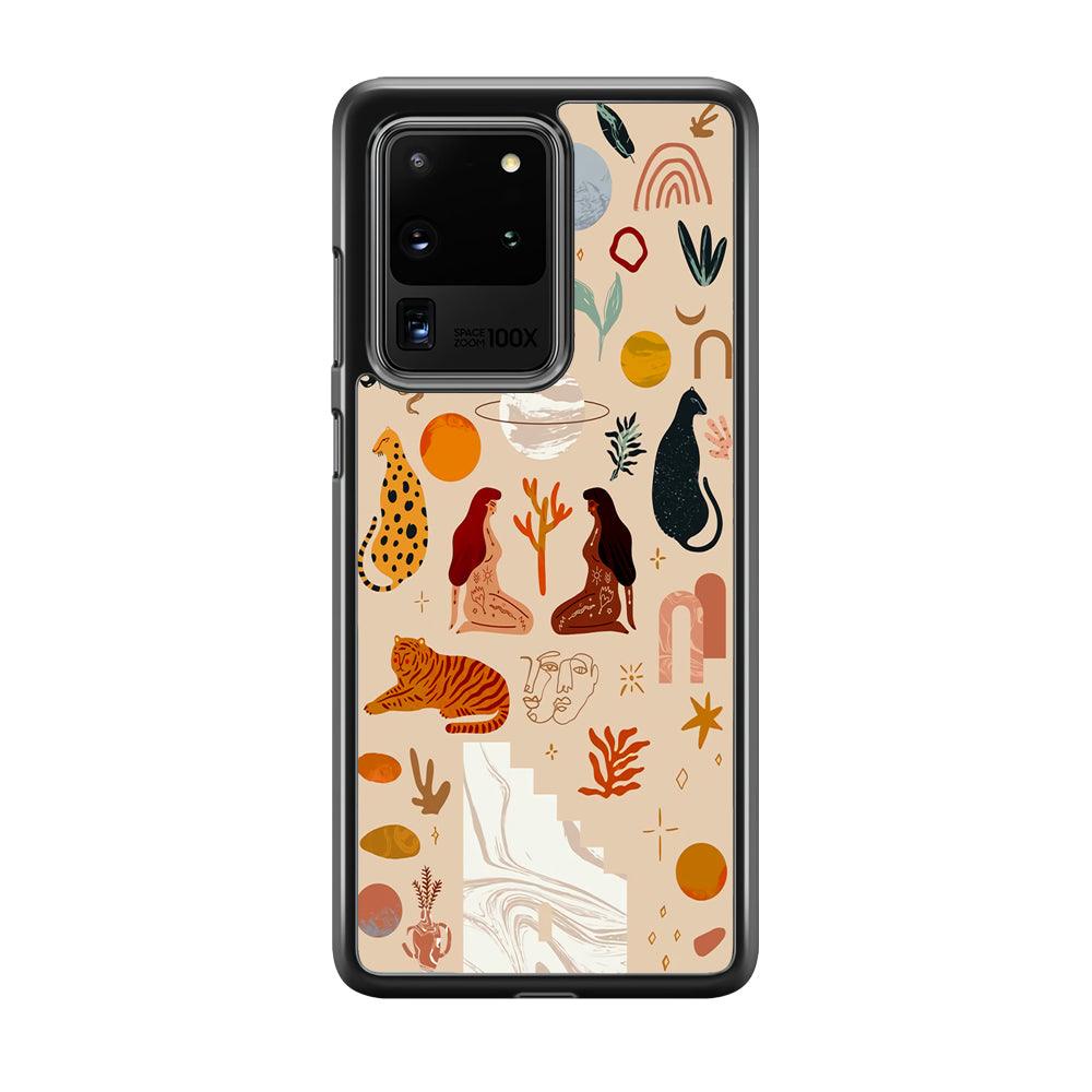 Art of Nature Women and The Tiger Samsung Galaxy S20 Ultra Case-Rubber Black (2D Case)-Oxvistore