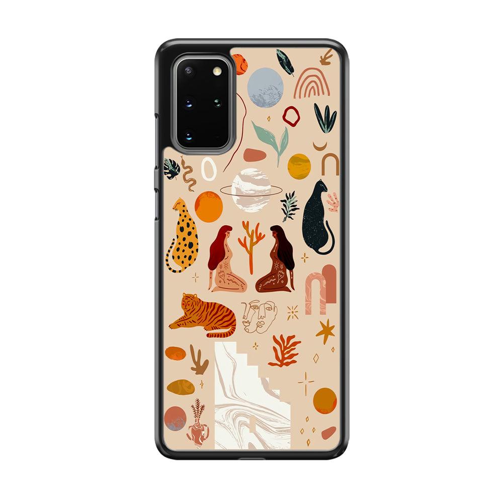 Art of Nature Women and The Tiger Samsung Galaxy S20 Plus Case-Rubber White (2D Case)-Oxvistore
