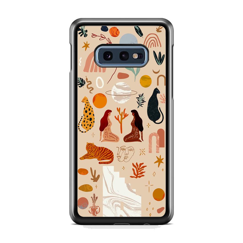 Art of Nature Women and The Tiger Samsung Galaxy S10E Case-Rubber Black (2D Case)-Oxvistore