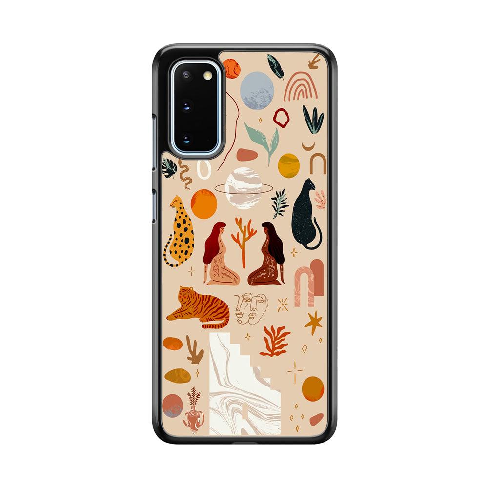 Art of Nature Women and The Tiger Samsung Galaxy S20 Case-Rubber Black (2D Case)-Oxvistore