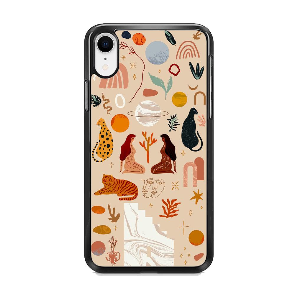 Art of Nature Women and The Tiger iPhone XR Case-Rubber Black (2D Case)-Oxvistore
