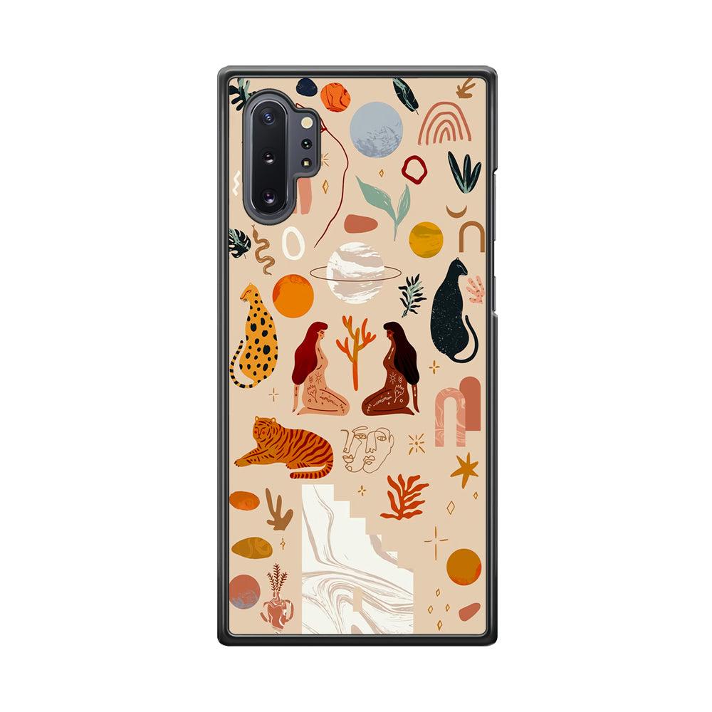 Art of Nature Women and The Tiger Samsung Galaxy Note 10 Plus Case-Rubber Black (2D Case)-Oxvistore