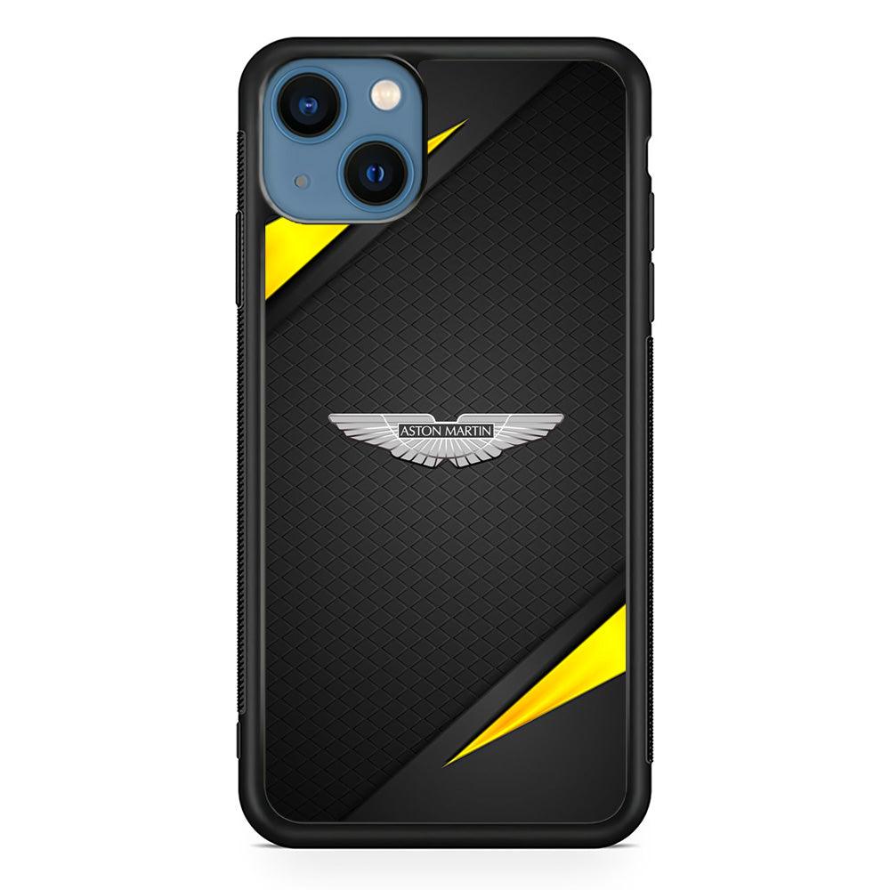 Aston Martin Silver Pinion iPhone 14 Case-Rubber Black (2D Case)-Oxvistore