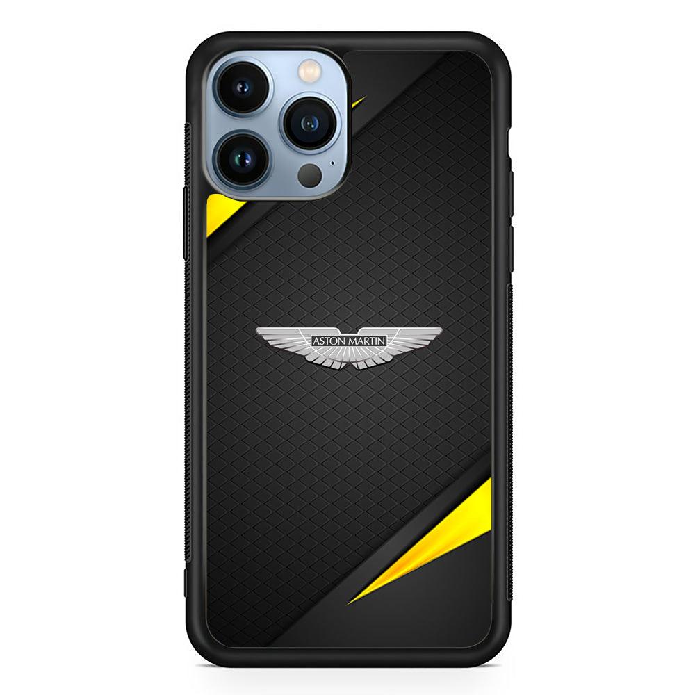 Aston Martin Silver Pinion iPhone 14 Pro Max Case-Rubber Black (2D Case)-Oxvistore
