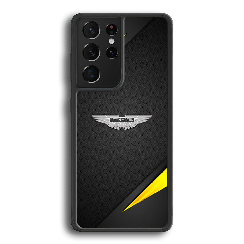 Aston Martin Silver Pinion Samsung Galaxy S22 Ultra Case-Rubber Black (2D Case)-Oxvistore