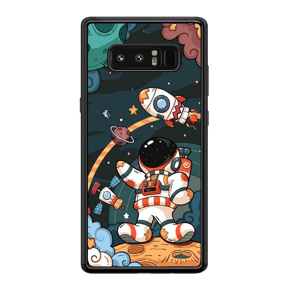 Astronaut Chilhood Dream Samsung Galaxy Note 8 Case-Rubber Black (2D Case)-Oxvistore