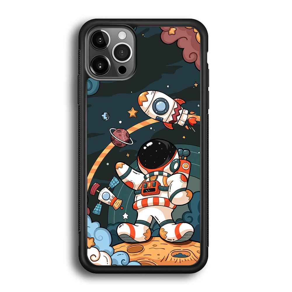 Astronaut Chilhood Dream iPhone 12 Pro Max Case-Rubber Black (2D Case)-Oxvistore