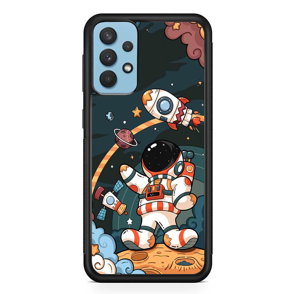 Astronaut Chilhood Dream Samsung Galaxy A32 Case-Rubber Black (2D Case)-Oxvistore