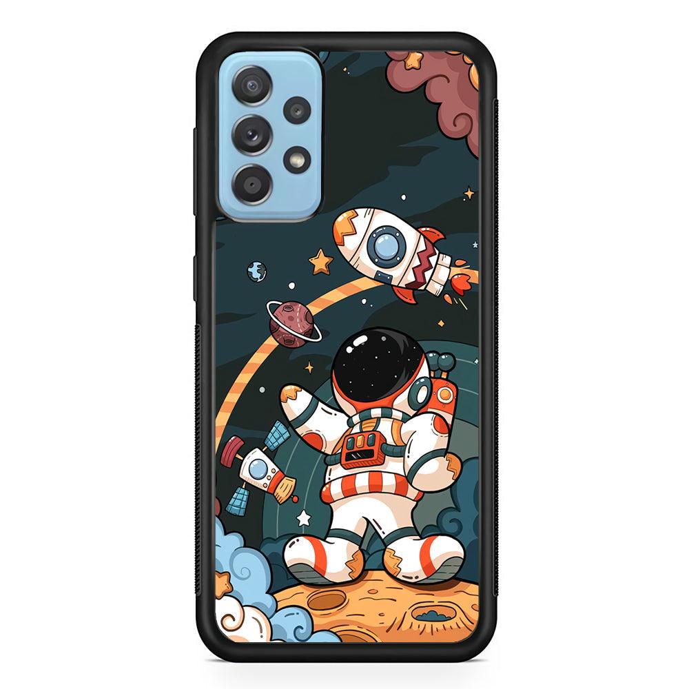 Astronaut Chilhood Dream Samsung Galaxy A72 Case-Rubber Black (2D Case)-Oxvistore