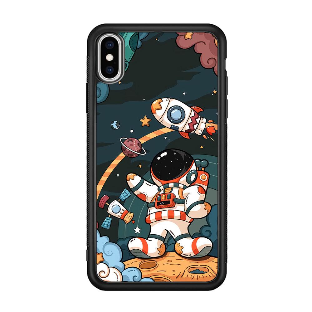 Astronaut Chilhood Dream iPhone XS Case-Rubber Black (2D Case)-Oxvistore
