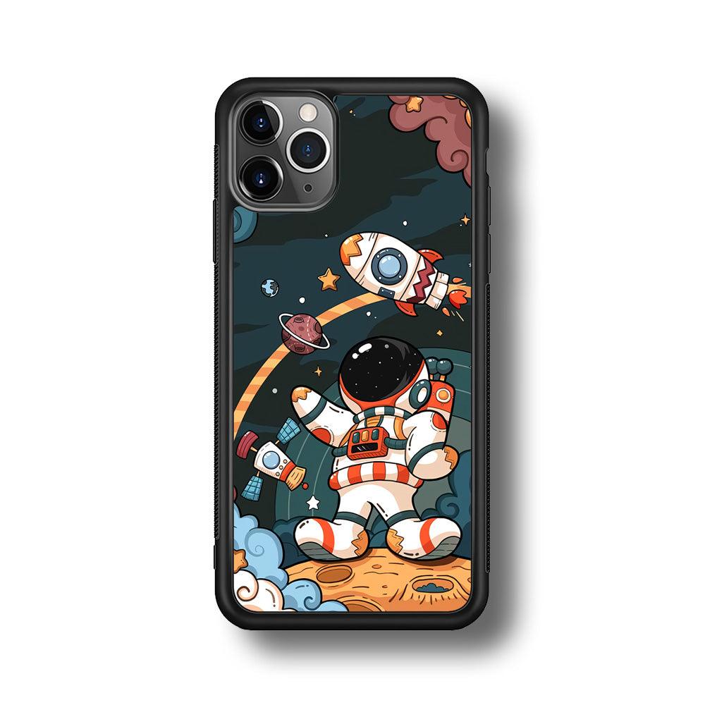 Astronaut Chilhood Dream iPhone 11 Pro Max Case-Rubber Black (2D Case)-Oxvistore