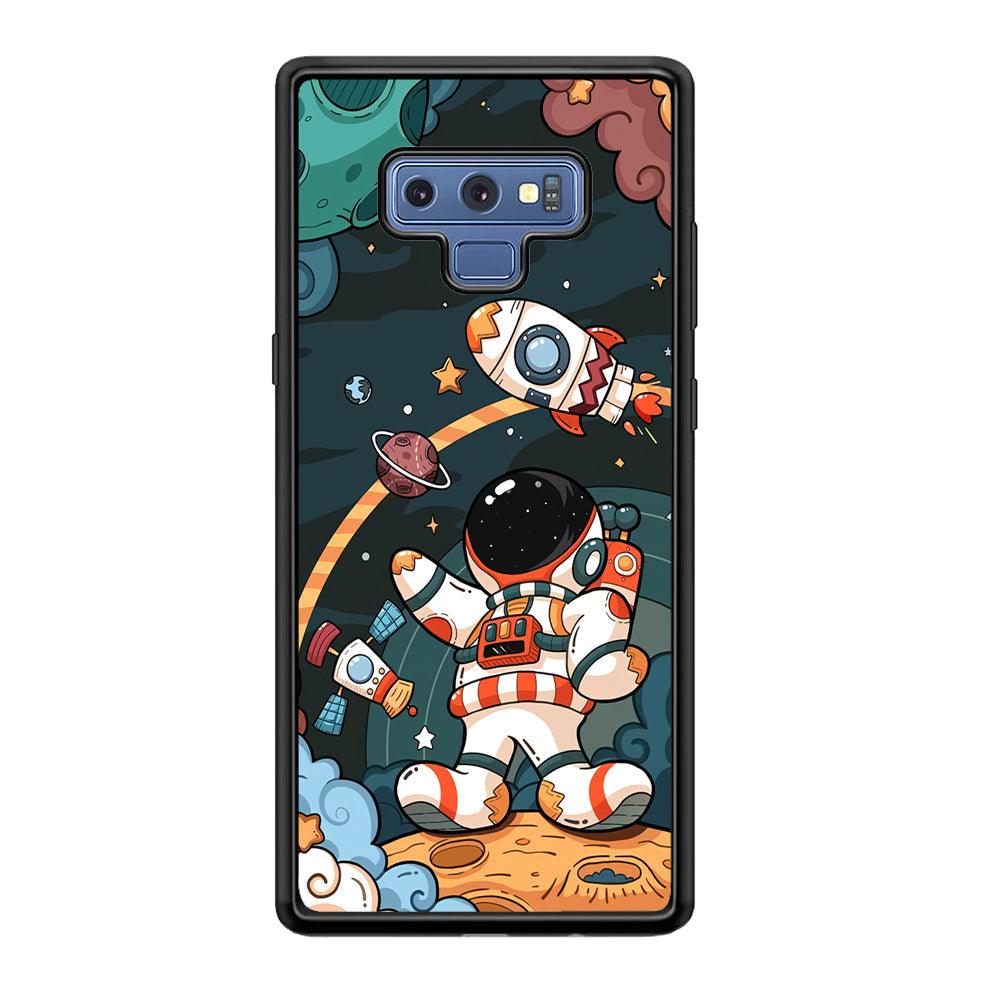 Astronaut Chilhood Dream Samsung Galaxy Note 9 Case-Rubber Black (2D Case)-Oxvistore