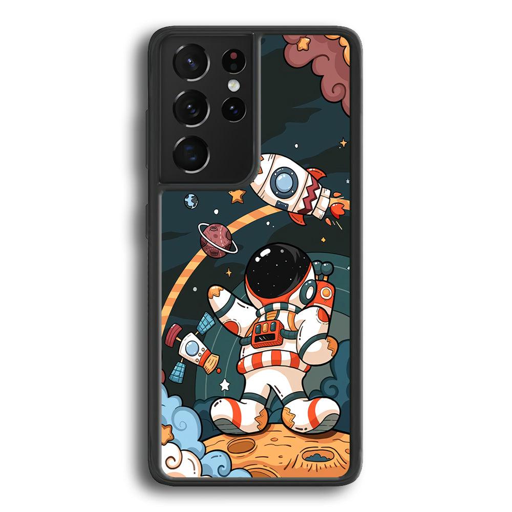 Astronaut Chilhood Dream Samsung Galaxy S21 Ultra Case-Rubber Black (2D Case)-Oxvistore