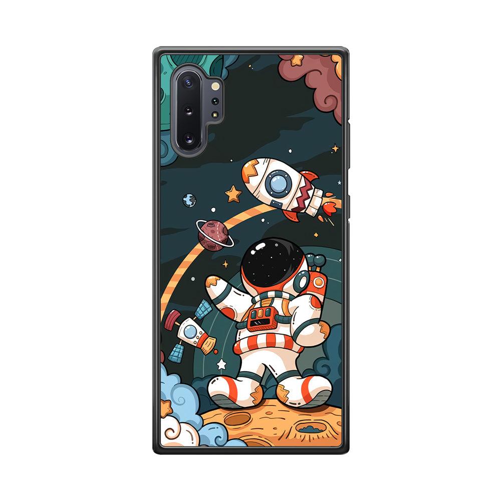 Astronaut Chilhood Dream Samsung Galaxy Note 10 Plus Case-Rubber Black (2D Case)-Oxvistore