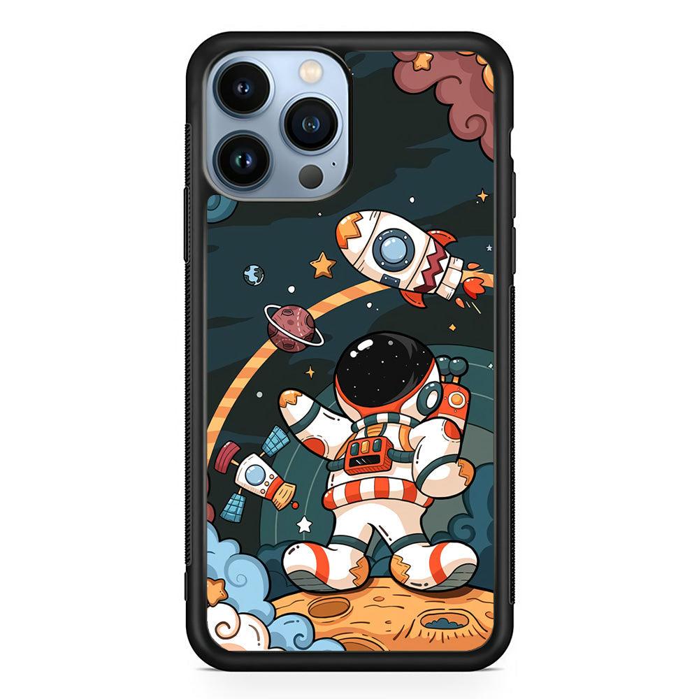 Astronaut Chilhood Dream iPhone 14 Pro Max Case-Rubber Black (2D Case)-Oxvistore