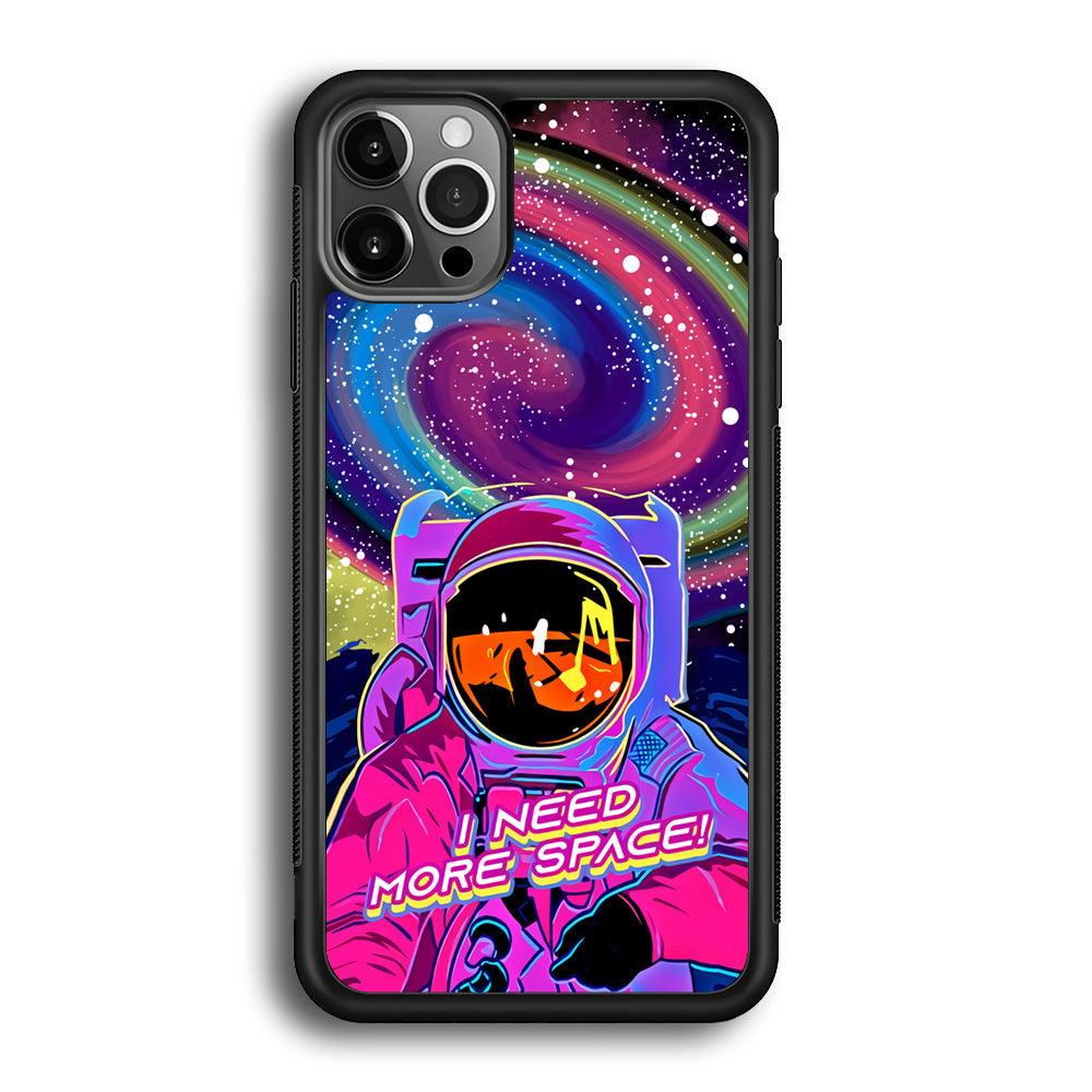 Astronaut Colorful Space iPhone 12 Pro Max Case-Rubber Black (2D Case)-Oxvistore