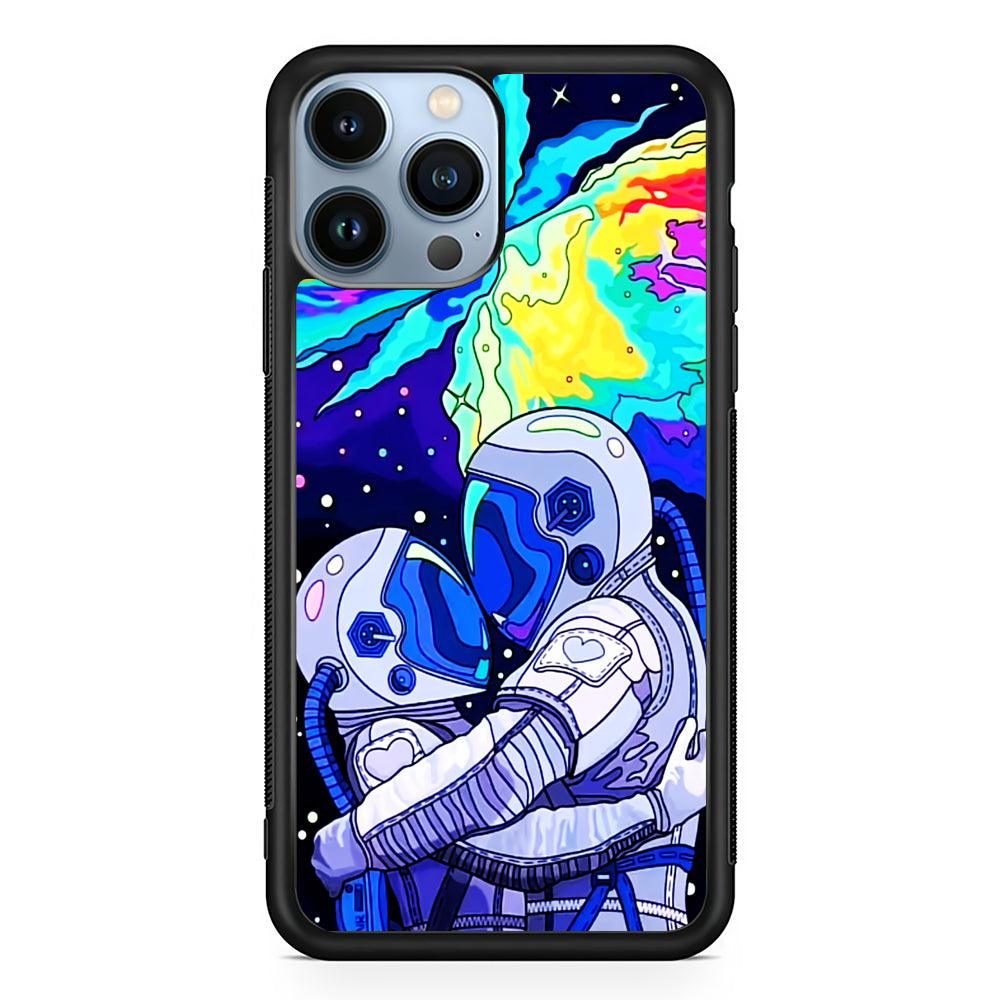 Astronaut Couple in Space 2D Rubber Phone Case-Black-Oxvistore