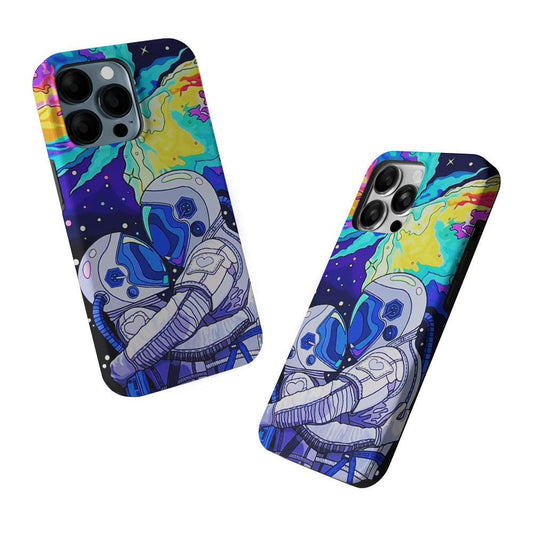 Astronaut Couple in Space 2 in 1 Tough Phone Case-Oxvistore