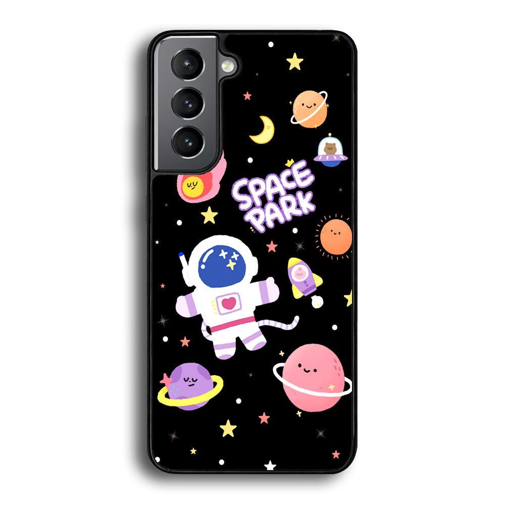 Astronaut Cute on Space Park Samsung Galaxy S24 Case-Rubber Black (2D Case)-Oxvistore