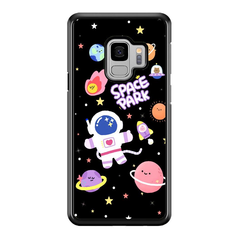 Astronaut Cute on Space Park Samsung Galaxy S9 Case-Rubber Black (2D Case)-Oxvistore