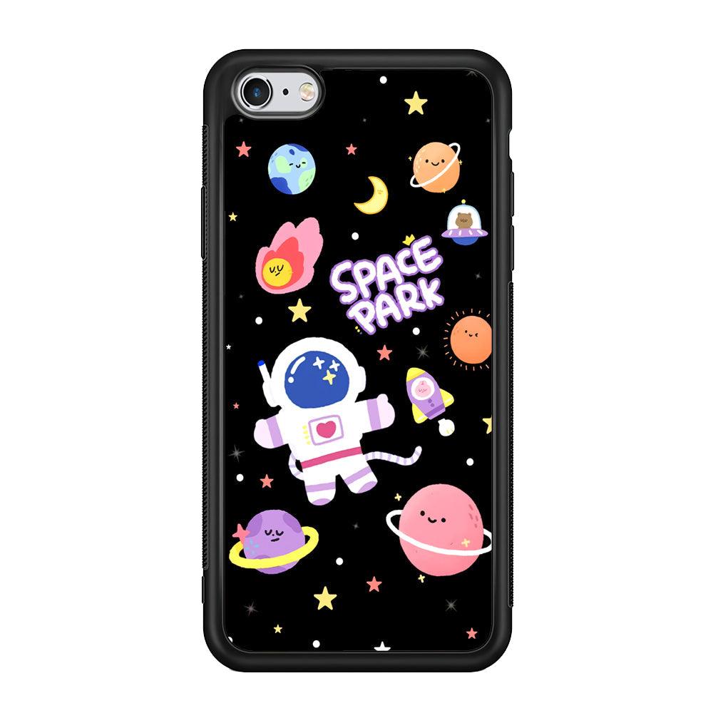 Astronaut Cute on Space Park iPhone 6 Plus | 6s Plus Case-Rubber Black (2D Case)-Oxvistore