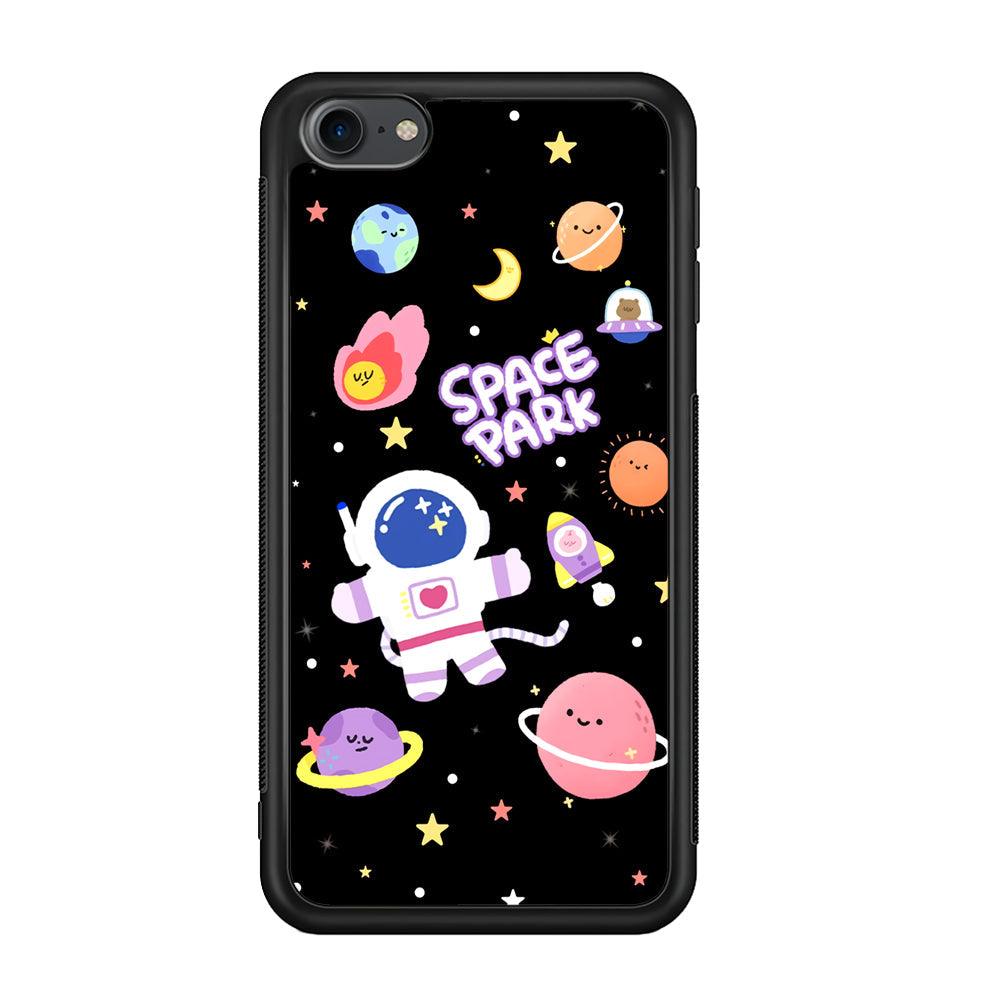 Astronaut Cute on Space Park iPod Touch 6 Case-Rubber Black (2D Case)-Oxvistore