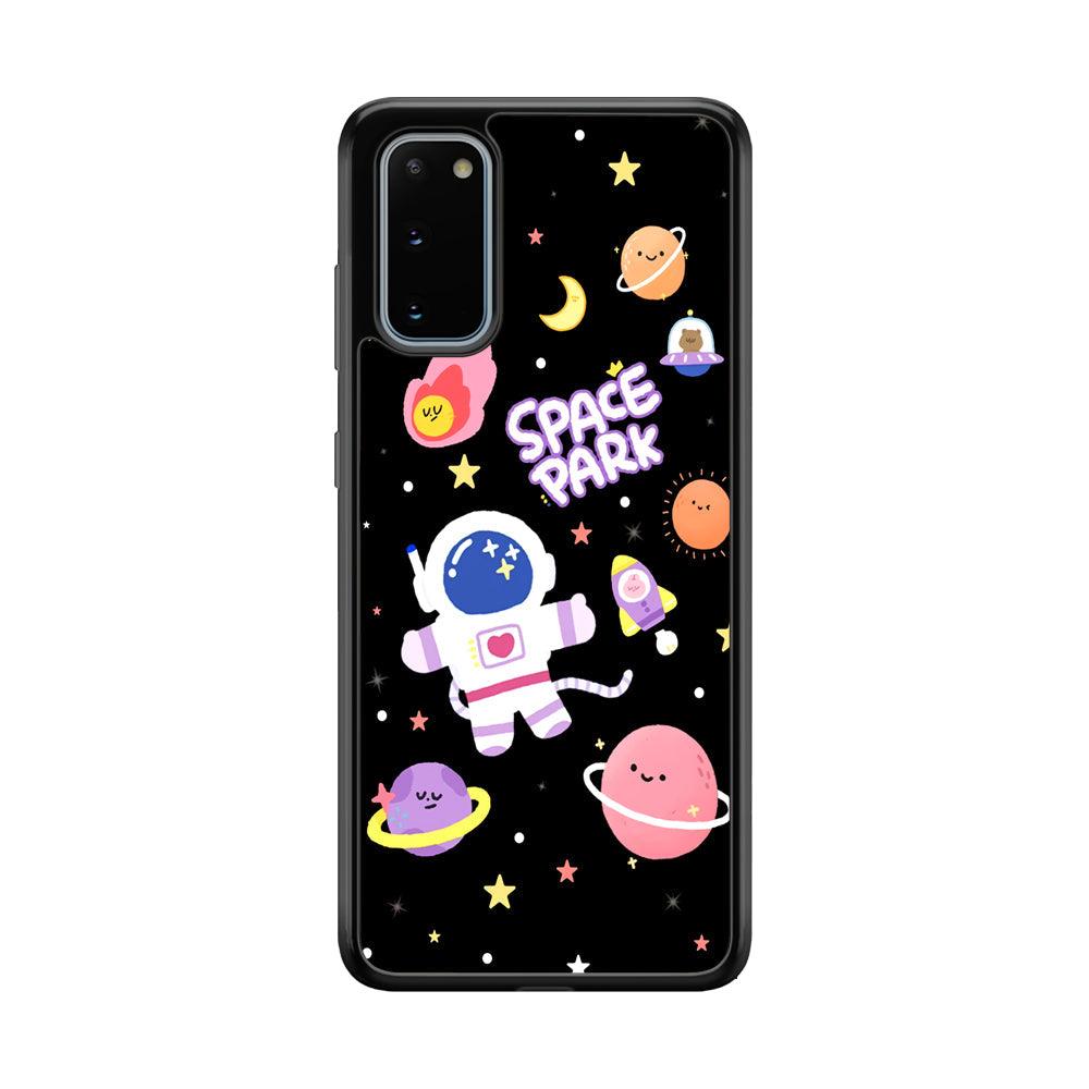 Astronaut Cute on Space Park Samsung Galaxy S20 Case-Rubber Black (2D Case)-Oxvistore