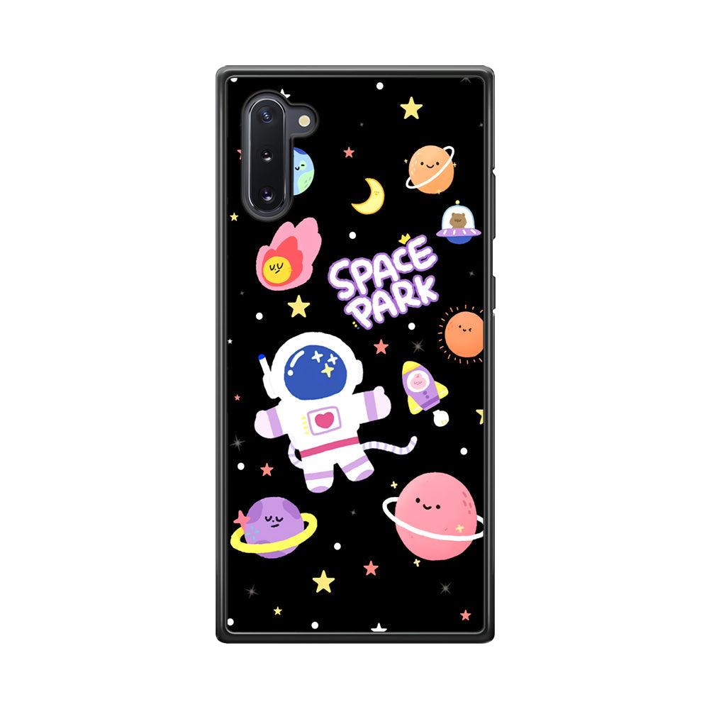Astronaut Cute on Space Park Samsung Galaxy Note 10 Case-Rubber Black (2D Case)-Oxvistore