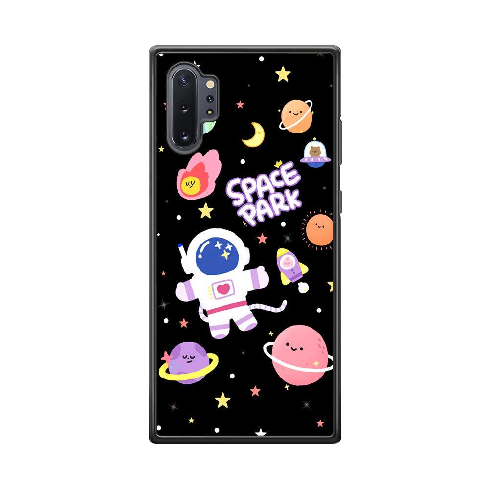 Astronaut Cute on Space Park Samsung Galaxy Note 10 Plus Case-Rubber Black (2D Case)-Oxvistore