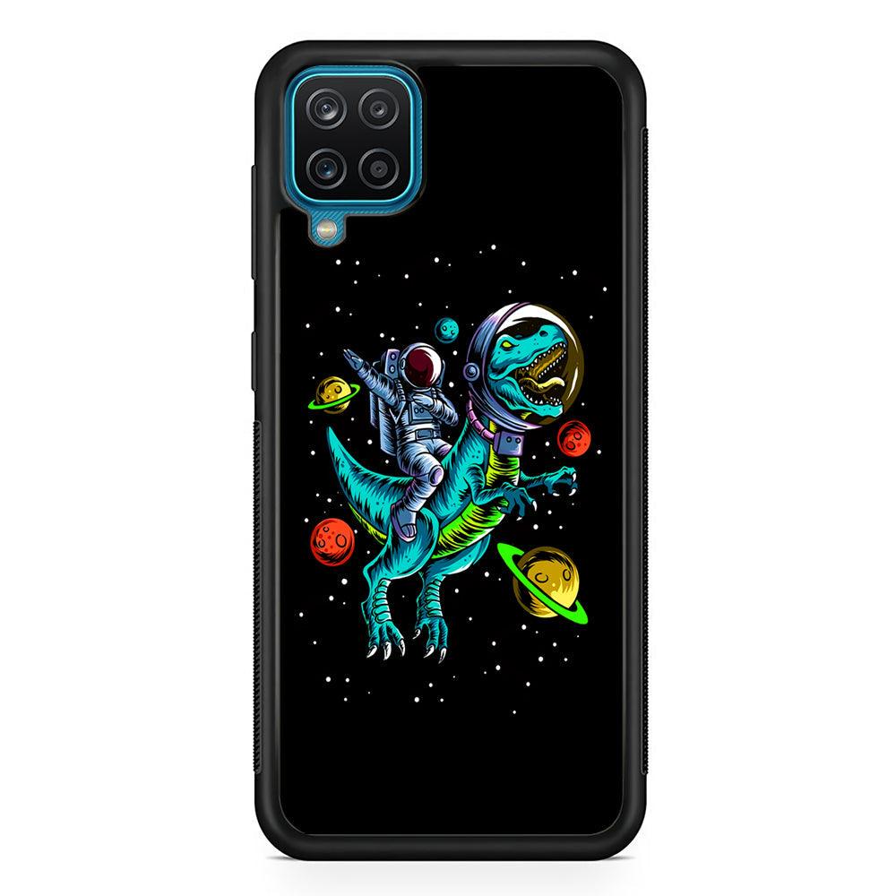 Astronaut Driving The Rex Samsung Galaxy A12 Case-Rubber Black (2D Case)-Oxvistore