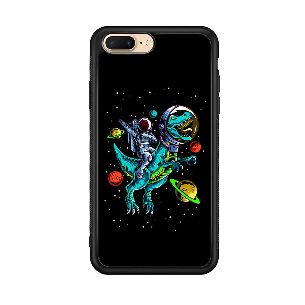 Astronaut Driving The Rex iPhone 8 Plus Case-Rubber Black (2D Case)-Oxvistore