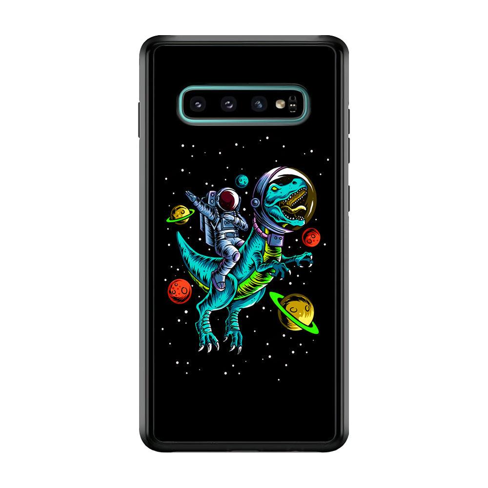 Astronaut Driving The Rex Samsung Galaxy S10 Case-Rubber Black (2D Case)-Oxvistore