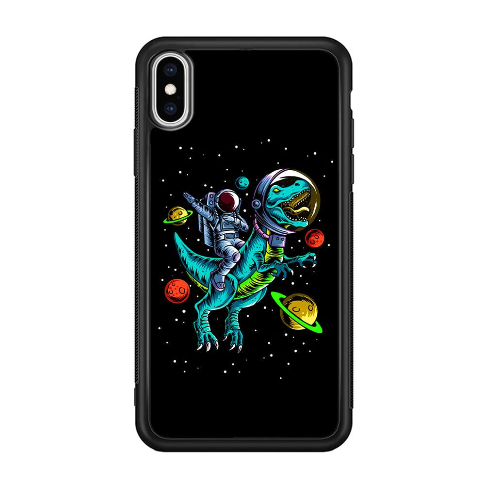 Astronaut Driving The Rex iPhone Xs Max Case-Rubber Black (2D Case)-Oxvistore