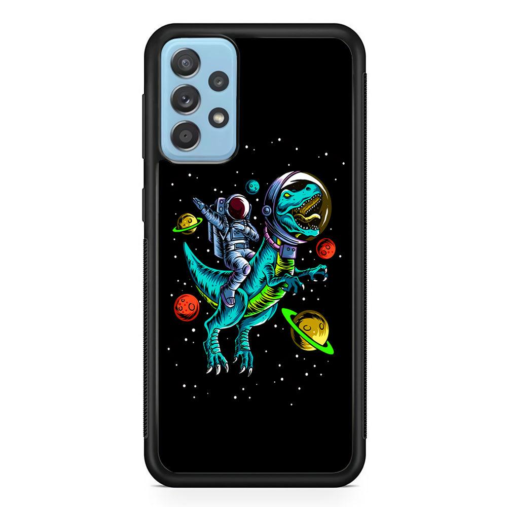 Astronaut Driving The Rex Samsung Galaxy A72 Case-Rubber Black (2D Case)-Oxvistore