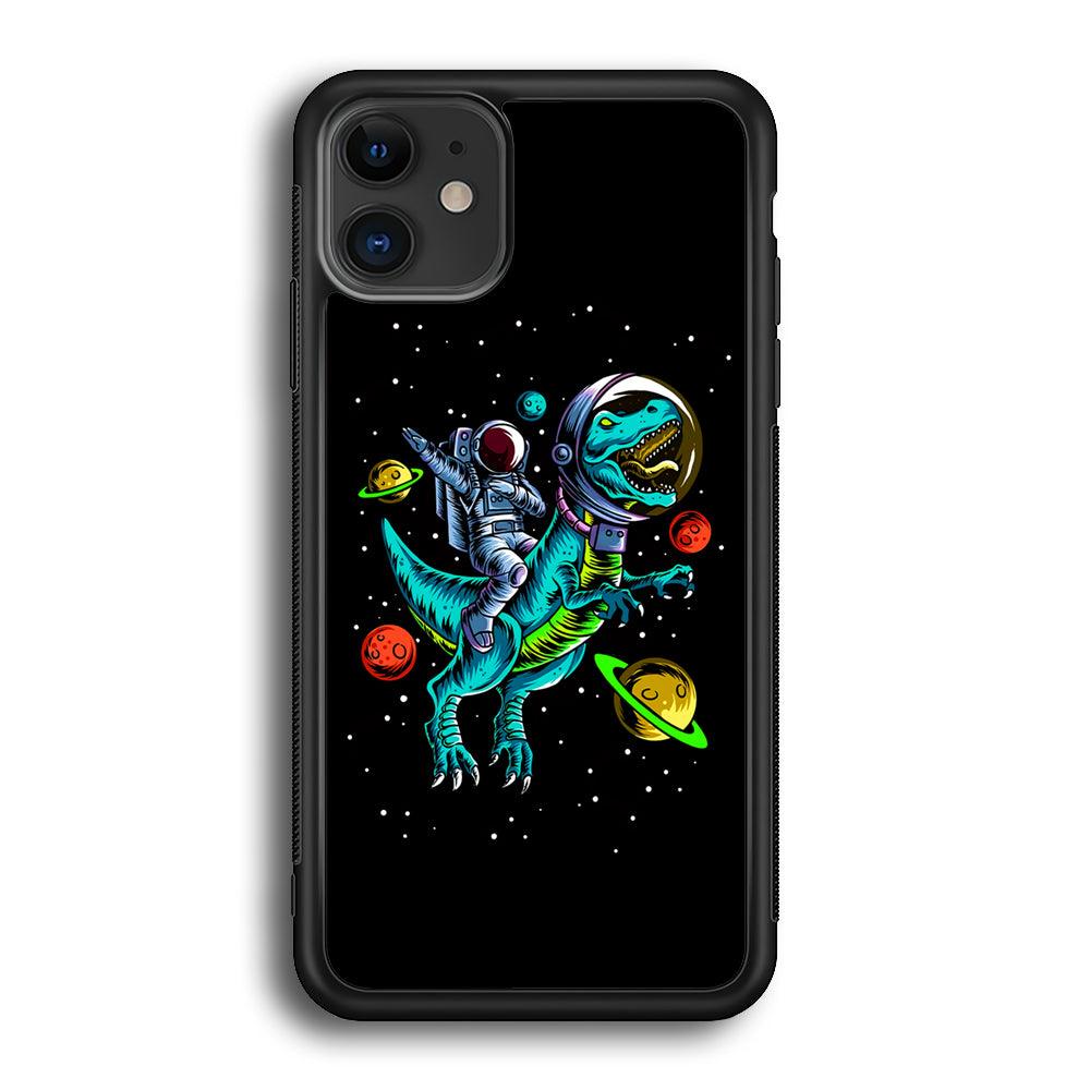 Astronaut Driving The Rex iPhone 12 Case-Rubber Black (2D Case)-Oxvistore