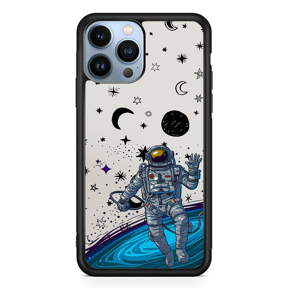 Astronaut Lost in Space 2D Rubber Phone Case-Black-Oxvistore