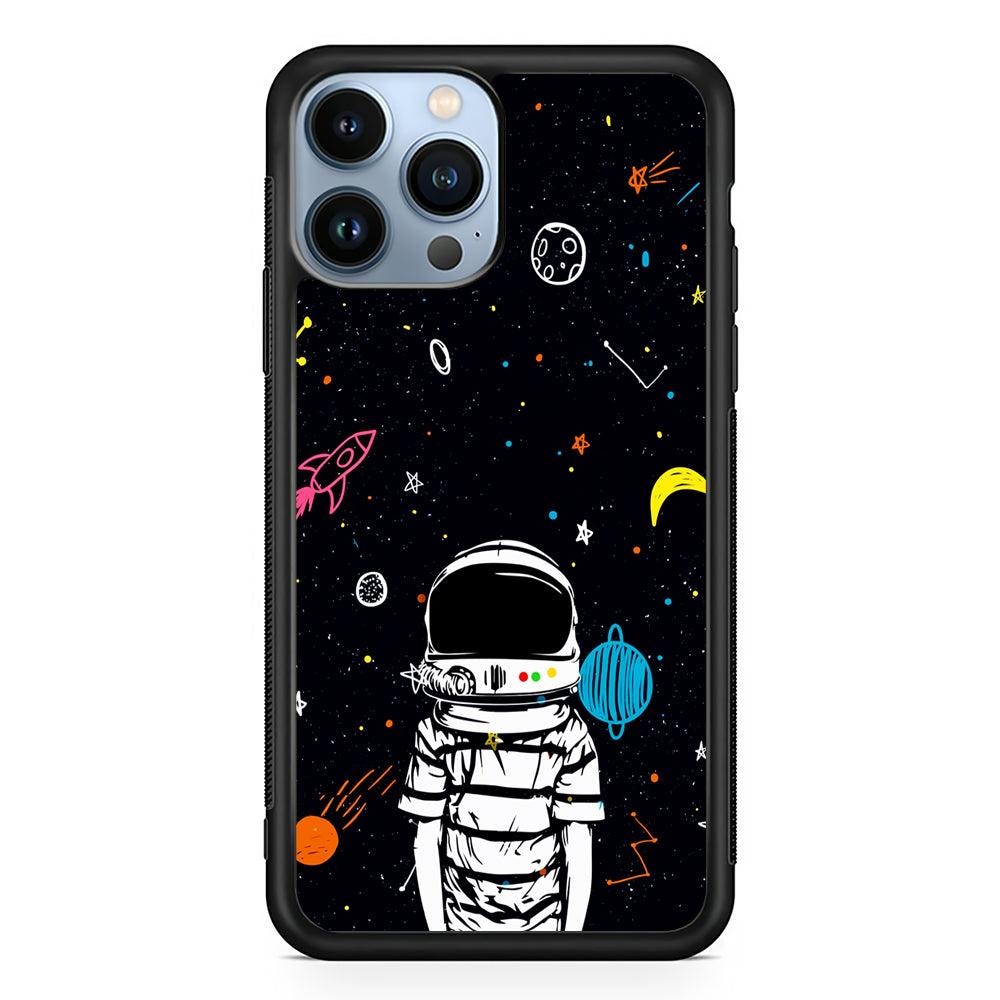Astronaut Standing in Space 2D Rubber Phone Case-Black-Oxvistore