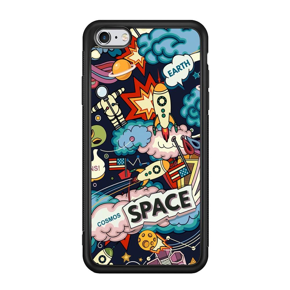 Astronaut Transformation at Space iPhone 6 Plus | 6s Plus Case-Rubber Black (2D Case)-Oxvistore