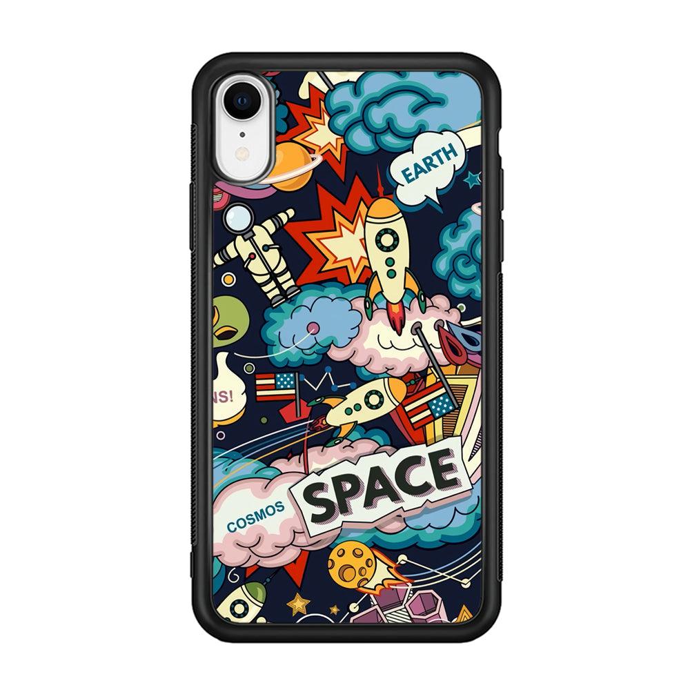 Astronaut Transformation at Space iPhone XR Case-Rubber Black (2D Case)-Oxvistore